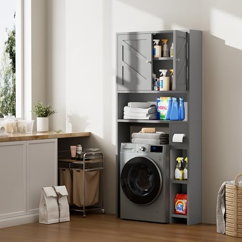 Farmhouse Over Toilet Storage Cabinet, Grey