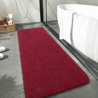 LOCHAS Bathroom Rug Runner 24x60 Inch, Bath Rugs Non Slip, Red
