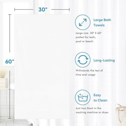 HOMEXCEL 4PK Bath Towel Set, 30x60 in, Absorbent Large Towels for Bathroom