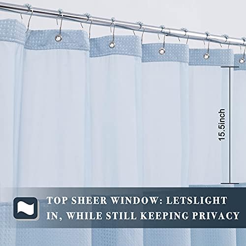 N&Y HOME Waffle Weave Shower Curtain with Snap-in Liner Set Blue, 71x72