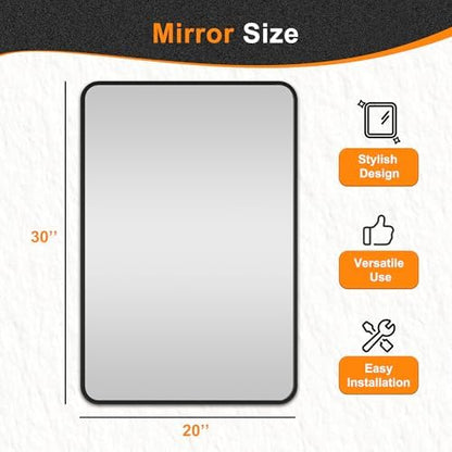 Delma Bathroom Vanity Mirror, Black Framed Mirror for Over Sink, 30x20