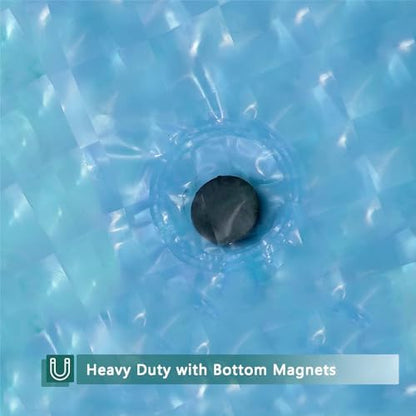 Blue Shower Curtain Liner, 100% Waterproof EVA 3D Shower Curtains with 3 Duty Heavy Bottom Magnets and 12 Rust Proof Grommets, 72x72 Weighted Shower Liner for Shower Stall, Bathtubs