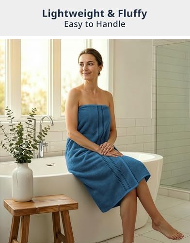 LANE LINEN Bath Sheet Set 4 Pack Oversized Soft Absorbent - Sea Port