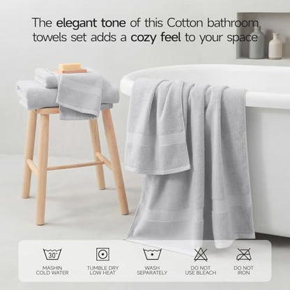 ecolook 2 Pack 100% Cotton Bath Towels, 28 x 55 Inches, Soft