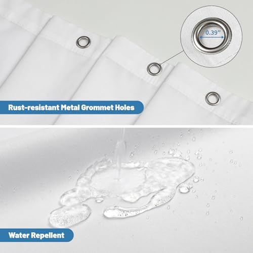 1 Pack Water-Repellent Fabric Shower Curtain Liner, 72x96 White