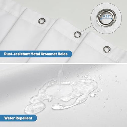 1 Pack Water-Repellent Fabric Shower Curtain Liner, 72x96 White