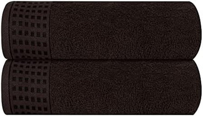 GLAMBURG 100% Cotton 2 Pack Oversized Bath Towel Set 28x55 Inches, Ultra Soft Highly Absorbant Compact Quickdry & Lightweight Large Bath Towels, Ideal for Gym Travel Camp Pool - Chocolate Brown