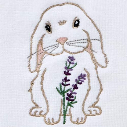 SKL Home Bunny Lop Hand Towel Set-2pc, 100% Cotton, Embroidered, White
