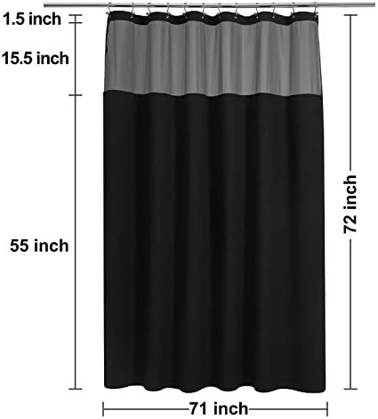 N&Y HOME Waffle Weave Shower Curtain with Snap-in Liner Set Black, 71x72