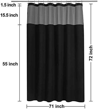 N&Y HOME Waffle Weave Shower Curtain with Snap-in Liner Set Black, 71x72
