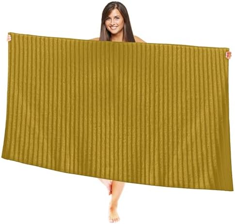 Elegant Comfort 100% Turkish Cotton Corduroy Ribbed Luxury Jumbo Bath Towel Ultra Soft - 35 x 70 Inch - Luxury Spa Premium Hotel Quality Highly Absorbent and Quick Dry Large Bath Towel, Gold