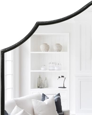 Besdomus Black Scalloped Dresser Mirror: 35"x26" Wooden Bathroom Mirror
