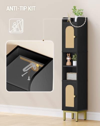 Hzuaneri Slim Bathroom Storage Cabinet, Narrow Bathroom Organizers,2 Doors