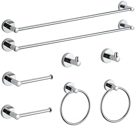 BGL Bathroom Hardware Set Chrome Bathroom Accessory Set Towel Bar 8 Pieces Set