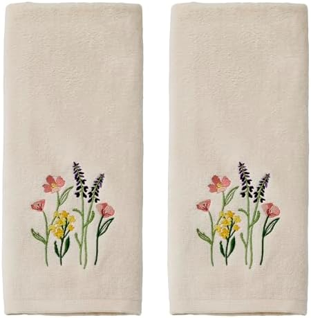 SKL Home Meadow Bouquet Hand Towel Set-2pc, Embroidered, Natural