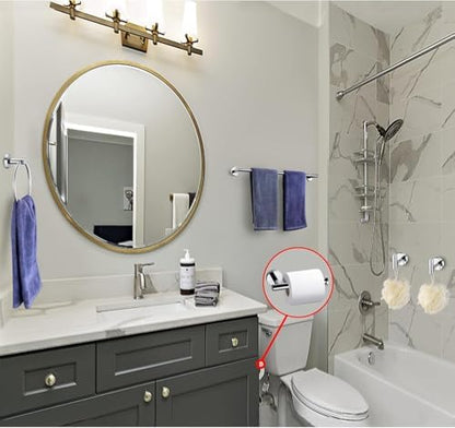 5 Pieces Polished Chrome Bathroom Hardware Accessories Set, SUS304 Stainless Steel 24 Inch Bath Towel Bar Set, Round Bathroom Towel Holder Set, Towel Racks for Bathroom Wall Mounted