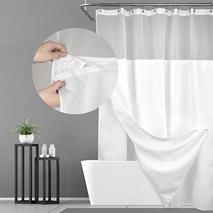 N&Y HOME Extra Long Waffle Shower Curtain with Snap-in Liner White, 71x96