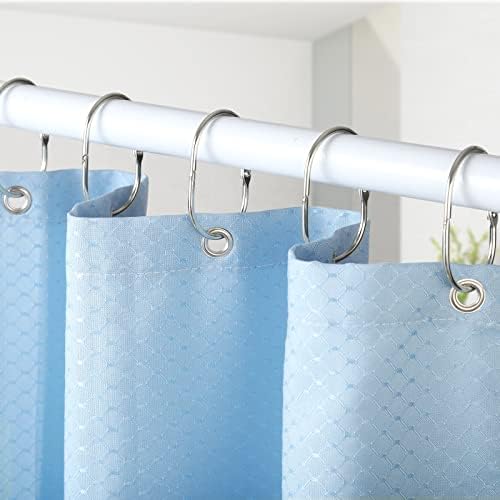 Goowin 24 Pcs Shower Curtain Rings, Shower Curtain Hooks, Oval Snap Shower Rings for Curtain, Metal Shower Curtain Rings Rust Proof, Glide Smoothly Shower Hooks for Shower Curtain Rod (Nickel)