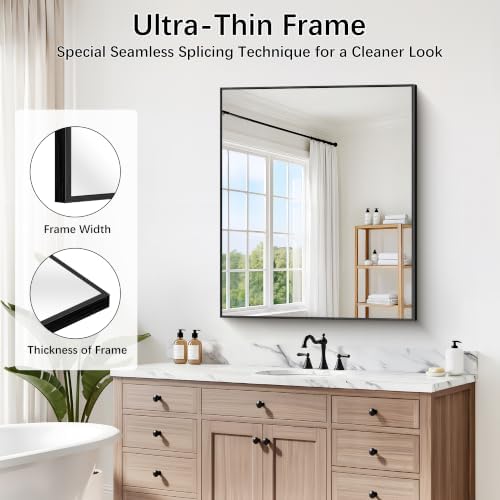 DESBING Black Bathroom Mirror 2 Pack, 30x36 Inch Rectangle Wall Mirrors with Frame, Shatter-Resistant, Modern for Bathroom, Living Room, Entryway – Horizontal or Vertical