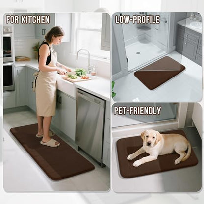 Yimobra Memory Foam Bathroom Mat Set, 24 x 17 & 24 x 20 in, Brown