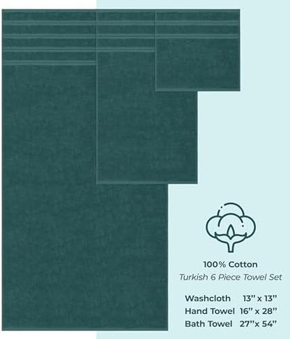 American Soft Linen 100% Cotton Luxury Turkish Towels, 6 Piece Towel Set
