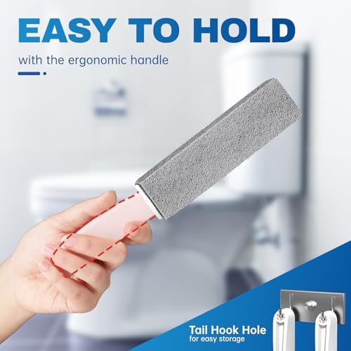 Vacplus Toilet Brush, 4 Pack, 100% Pumice Stone, Long Handle
