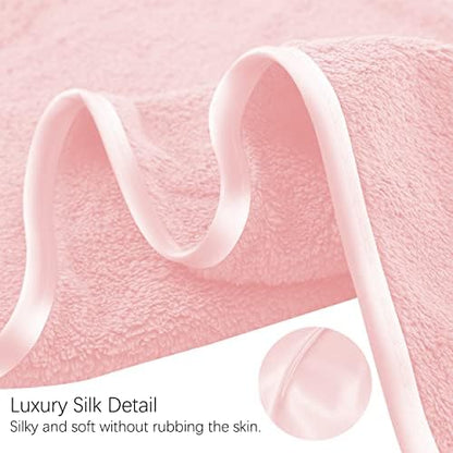 TENSTARS Silk Hemming Hand Towels for Bathroom - Quick Drying - Ultra Soft Microfiber Absorbent Towel for Bath Fitness, Gym, Shower, Hotel, and Spa - 16x28 Inch | Set of 6, Pink