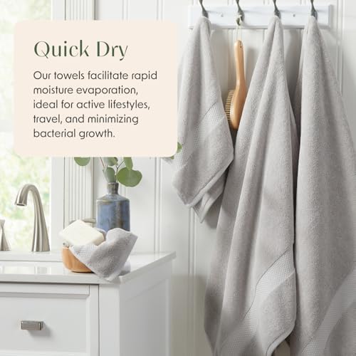 Springtree Home 100% Cotton Luxury Hotel Bath Towel Set | 4-Pack | Grey