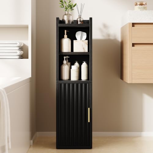 Yoobure Fluted Small Bathroom Storage Cabinet, Narrow Toilet Paper Cabinets