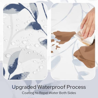 HOMEIDEAS Blue and White Botanical Shower Curtain 72×84 Inches