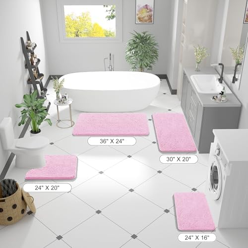 OLANLY Bathroom Runner Rugs 44x24, Extra Soft Absorbent Chenille Bath Rugs
