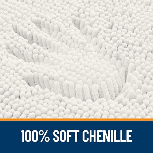 OLANLY Chenille Bathroom Rugs Mats Sets 2 Piece, 30"x20"+24"x20", Ivory