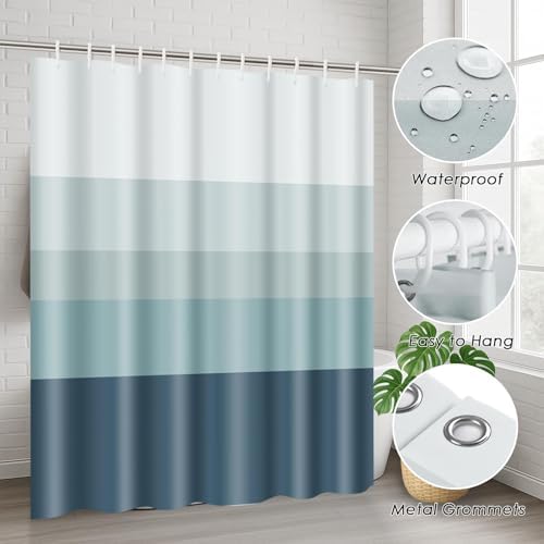 Bathroom Sets with Shower Curtain and Rugs, 4 Pcs, Striped Ombre