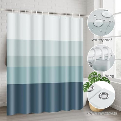 Bathroom Sets with Shower Curtain and Rugs, 4 Pcs, Striped Ombre