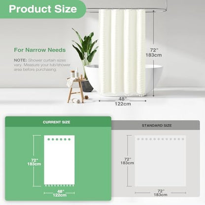 Dynamene Stall Boho Farmhouse Shower Curtain Tufted Chevron 48"x72" Cream