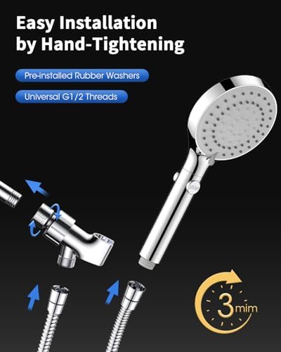 FASDUNT Shower Head with Handheld, High Pressure Showerhead with Long Hose