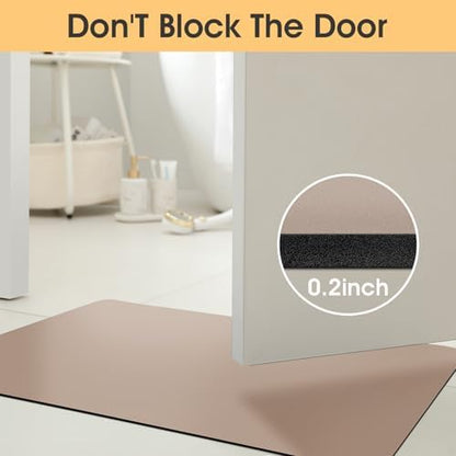 ACCUMTEK Non Slip Bath Mat, Thin Bathroom Rugs Fit Under Door, Quick Dry Bath Mats, Machine Washable Bath Rugs for Bathroom, Bathtub & Kitchen, Bathtub & Kitchen, Taupe/Solid/3 Piece