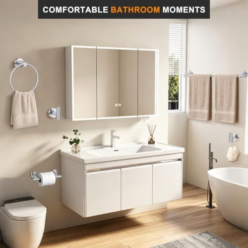 5 Piece Brushed Nickel Bathroom Hardware Accessories Set, 24" Towel Bar Set