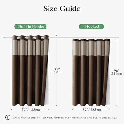 Dynamene Brown Hook Free Waffle Shower Curtain & Snap-in Fabric Liner,72x99