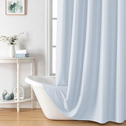 Aiyufeng Glacier Blue Shower Curtain for Bathroom, Embossed Textured Fabric Shower Curtain for Bathroom - Soft Cloth & Hotel Spa, Machine Washable, 36X72,Glacier Blue