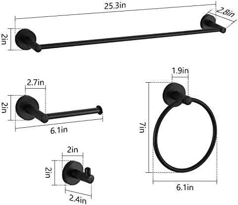 BGL Bathroom Hardware Set Black Bathroom Accessory Set Towel Bar 8 Pieces