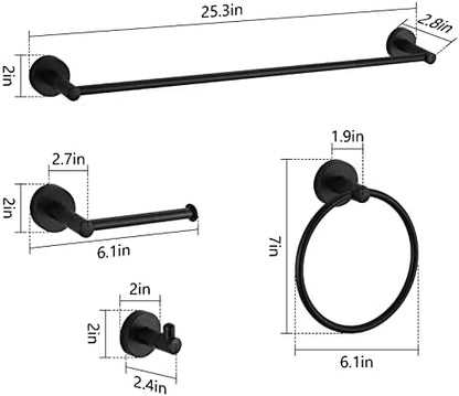 BGL Bathroom Hardware Set Black Bathroom Accessory Set Towel Bar 8 Pieces