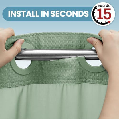 EUTXL Heavyweight No Hook Shower Curtain with Liner, Sage Green,71x86