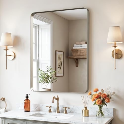 32"x24"Bathroom Vanity Mirror for Wall Aluminum Framed Farmhouse Rectangle
