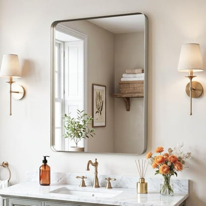 32"x24"Bathroom Vanity Mirror for Wall Aluminum Framed Farmhouse Rectangle