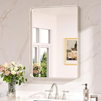 Keonjinn 22 x 30 Inch Brushed Nickel Bathroom Mirrors for Over Sink