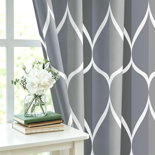Gelbchu Geometric Shower Curtain for Bathroom, Gray Blue, 72x72 Inch