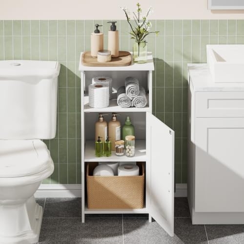 Homhedy Farmhouse Bathroom Storage Cabinet with Doors, Small Floor Cabinet
