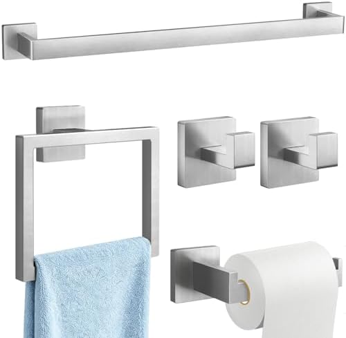 Gypie 24Inch Bathroom Accessory Set Wall Mounted, Brushed Nickel 5-Pieces
