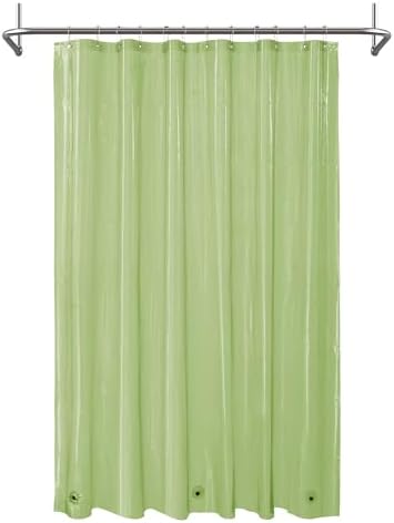 Mrs Awesome Clear Green Shower Curtain Liner with 3 Magnets, 72x72